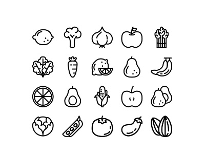 Fruits and Vegetables Icon Collection