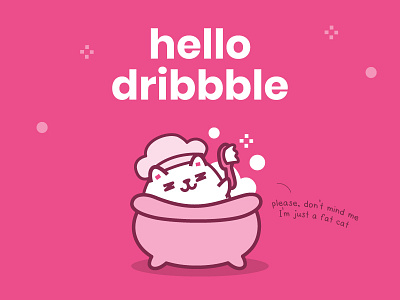 Hello Dribbble! cartoon cat character cute debut debut shot dribbble fat hello shot