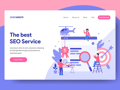 SEO Service Illustration for Web Landing Page business cartoon character design figure flat illustration landing modern page search engine optimization seo ui vector web website