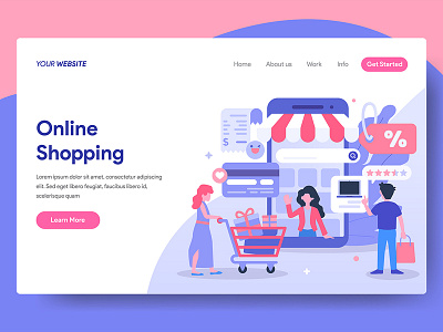 Online Shopping Illustration for Web Landing Page