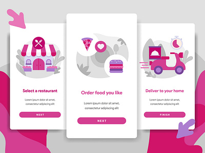 Online Food Delivery for Mobile App Illustration