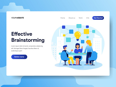 Teamwork and Brainstorming Illustration Concept background brainstorming business concept creative design digital graphic illustration infographic man office people process teamwork technology vector web website work