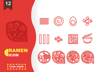 Ramen Icon In Line Style For Any Purpose branding flat icon illustration illustrator ui vector web