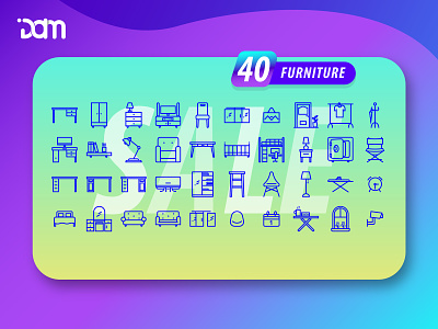 40 icons Furniture branding icon illustration ui ux web website