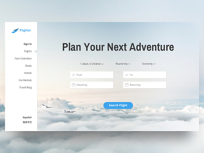 Landing page for imaginary travel company