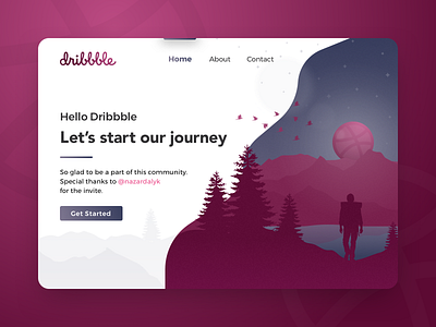 Hello Dribbble first shot hello dribbble illustration landing page mountains travel ui ui design vector web website