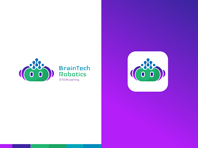 braintech robotics ai artificial intelligence braintech branding children futuristic icon identity logo robot robot logo dribbbl tech vibrant colors