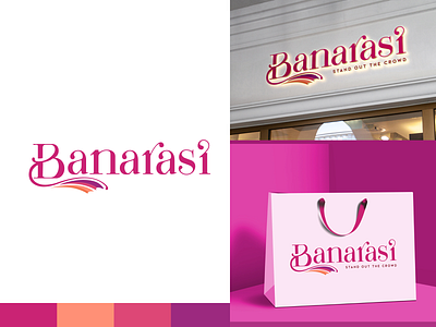 Banarsi Logo banarashi clothing creative fashion female female logo house brand identity indian dress ladies logo logomark logotype saree traditional typography