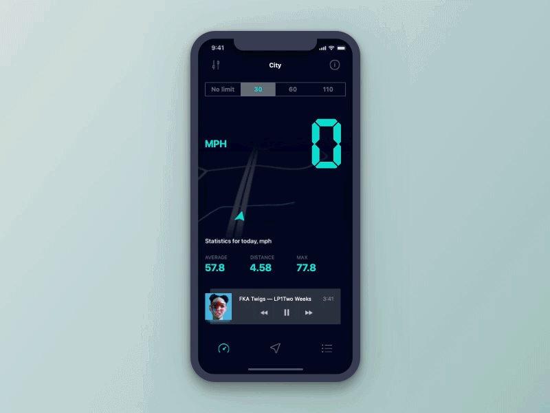 Speedometer app motion graphics ui ux