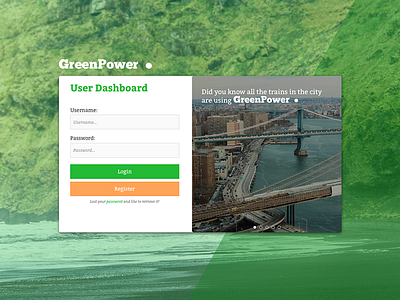 Greenpower login dashboard green login login screen power randy gootje