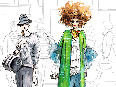 Street Chic croquis fashion illustration ink sketchbook watercolor