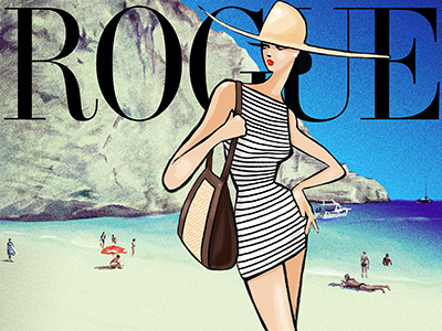 Rogue beach fashion illustration resort retro vintage