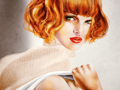 Forget-Me-Not digital illustration portrait redhead