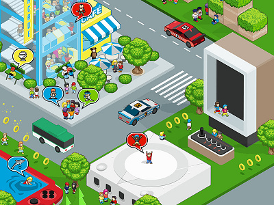 Videogame Story - Game Consoles consoles expo fun gaming isometric kids poster retro video games