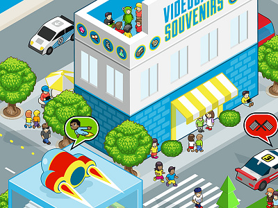 Souvenir Shop consoles expo fun gaming isometric kids poster retro video games
