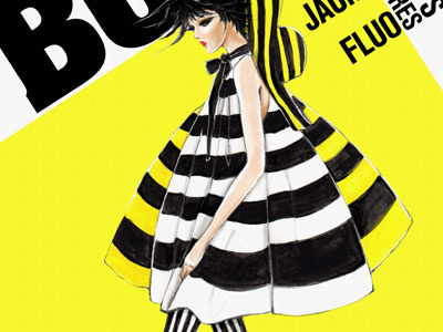 Le Buzz editorial layout fashion illustration illustration stripes yellow
