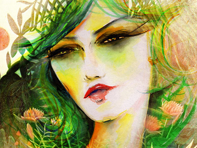 Sauvage - Final digital painting fashion feminine green illustration nature portrait watercolor