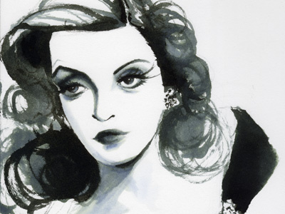 Bette in the rough arches bette davis black white brush chic fashion fashion illustration illustration ink process