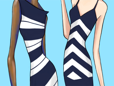 Rhythmic Nautical Stripes deauville fashion illustration nautical navy process skin tone stripes white