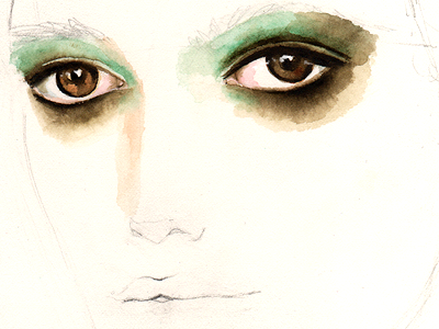 Ébauche arches eyes face nature portrait watercolor