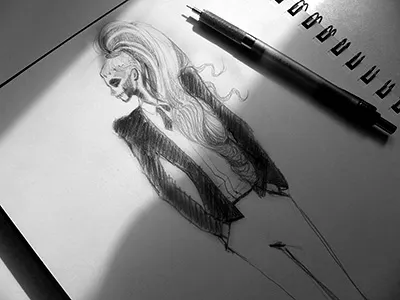 Two-Minute Gaga born this way fashion illustration gaga lady gaga mugler pencil sketch skull