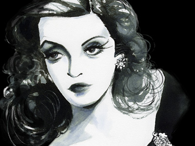 All About Margot arches bette davis black and white brush hollywood illustration ink margot channing portrait process