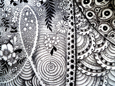 1st Zentangle - Detail abstract doodle ink micron pattern pencil sketch sketchbook zentangle