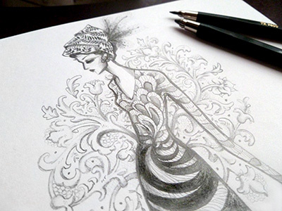 Persephone concept fashion illustration goddess greek mythology pattern pencil persephone sketch sketchbook