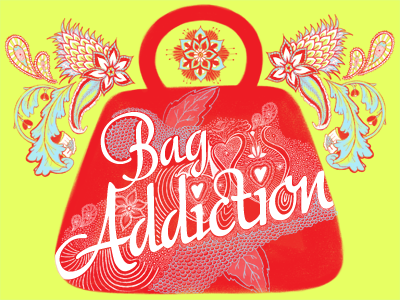 Bag Addiction addiction bag blue bohemian fashion floral green handbag illustration pattern red