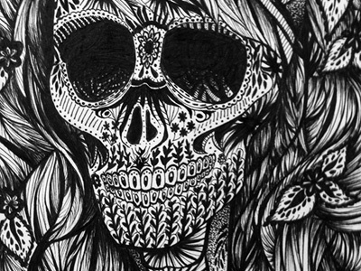 La Calavera Catrina - Detail black white day of the dead día de los muertos halloween ink micron sketch sketchbook skull