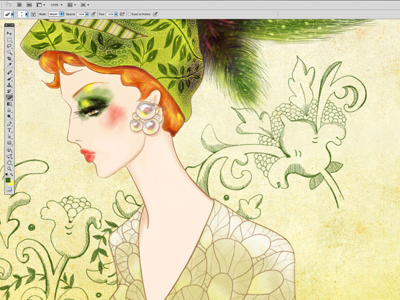 Persephone Still Blooming digital painting pattern process