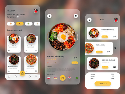 Foods Mobile App Transparent version app design food food and drink mobile app product design transparent trending ui ui design ux
