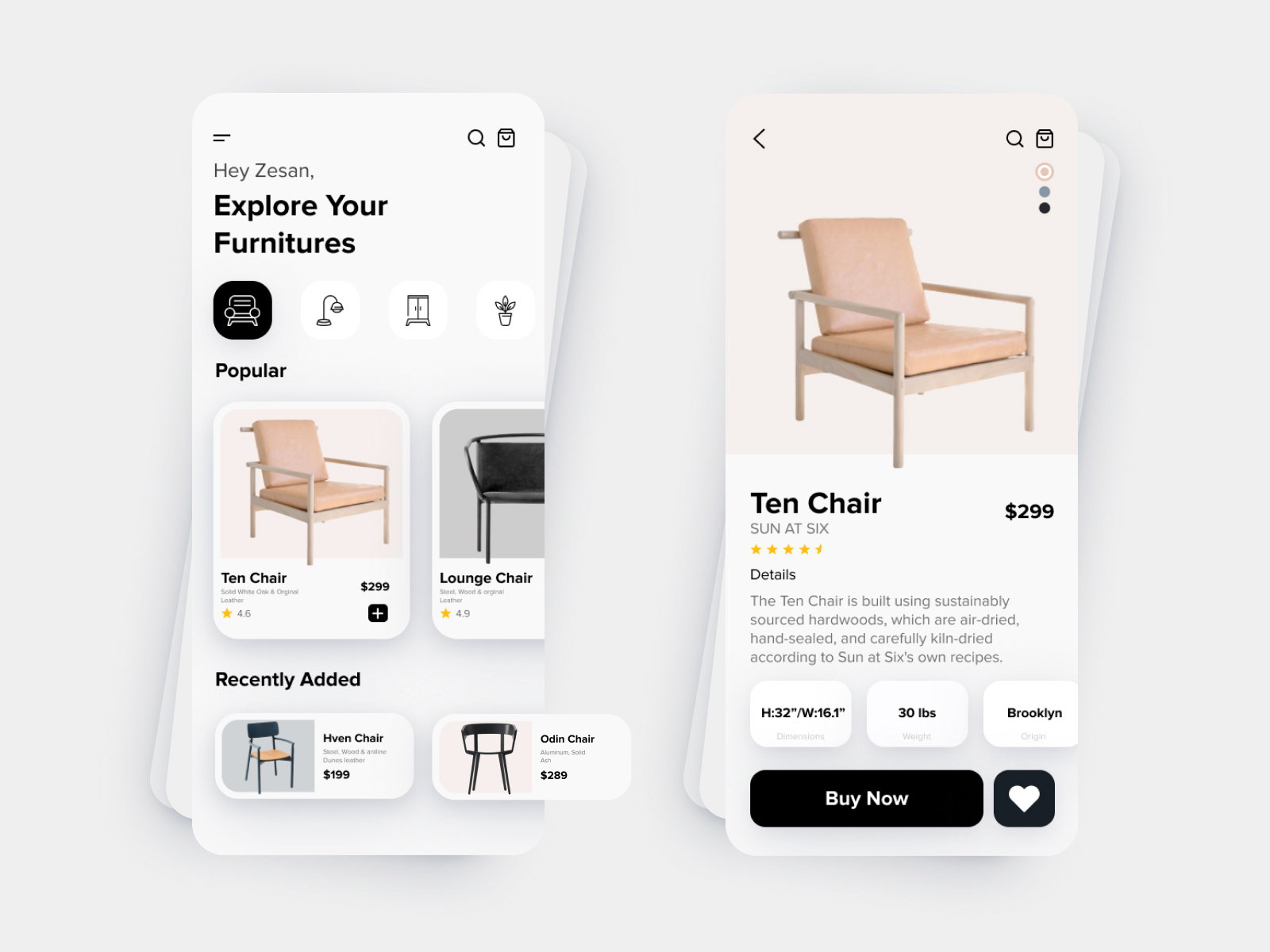 Furniture Mobile App Exploration by Zesan h. on Dribbble