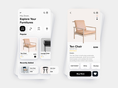 Furniture Mobile App Exploration app card chair clean ui design dribble best shot ecommerce app furniture app ios minimal mobile app mobile ui product design trend trendy ui ux