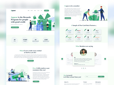 Appear Landing page design dashboad desktop graphic illustration landing page product design reward technology template ui ux website design