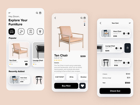 Furniture Mobile App UX-UI Design by Zesan h. on Dribbble