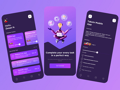 Task Management - Mobile App 3d app app design clean ios mobile app design mobile ui organizer product design task task app task management app task manager ui ux