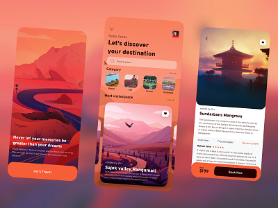 Travel UI exploration - Mobile App app app design mobile app design mobile apps mobile ui tour tourism transparent travel agency travel app travelling ui ux