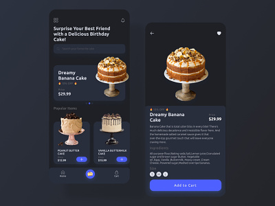 Foods Mobile App - Dark mode
