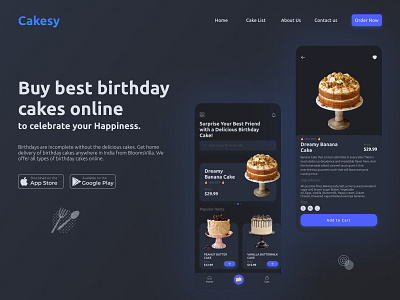 Food App Landing Page darkmode food food app interface landing landing page landing page design landingpage minimal pages ui design uiux web web design website websitedesign