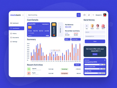 Finance Dashboard admin bank card dashboad design finance financial fintech uiux uiuxdesign