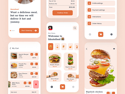 Food App app app design burger card cart delivery delivery app food food app food service ios menu mobile mobile app pizza ui design uiux