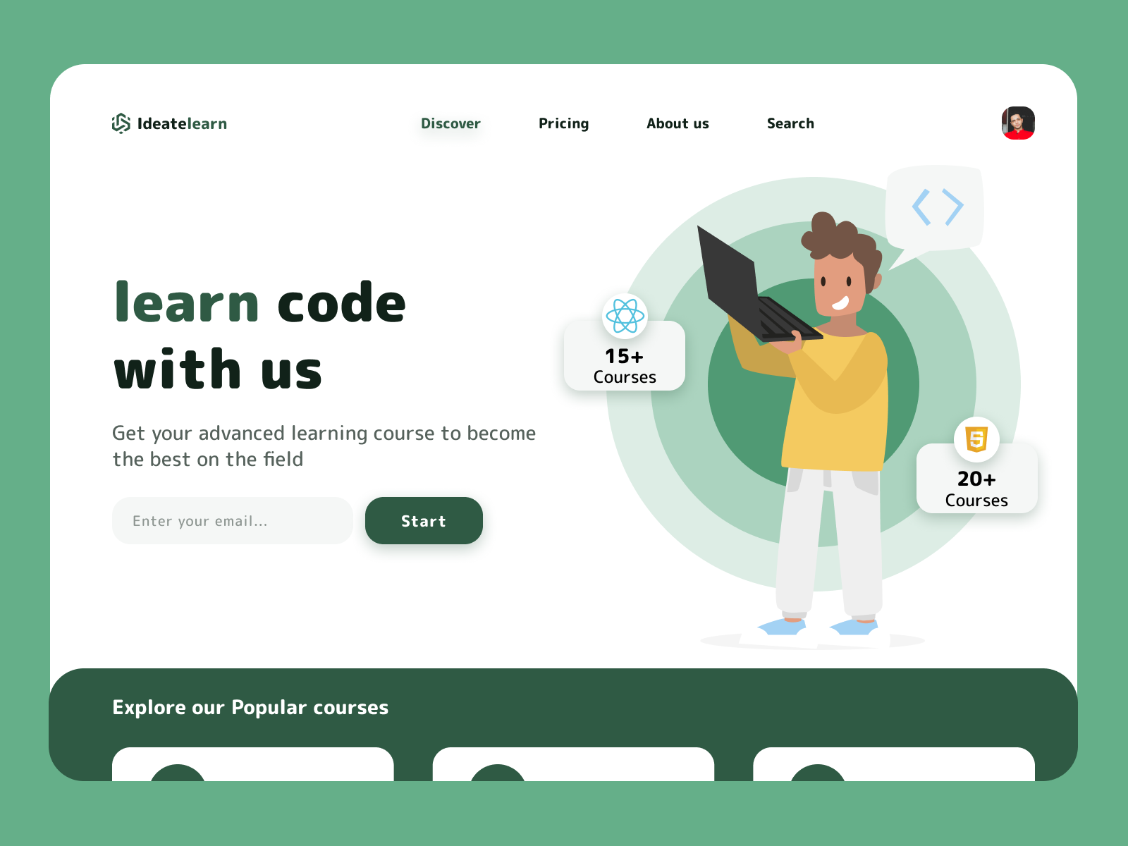 learning code hero header Exploration by Zesan h. on Dribbble
