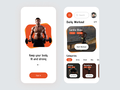 Fitness & Workout mobile App app clean excercise fit fitness gym app ios mobile app ui uiux ux workout