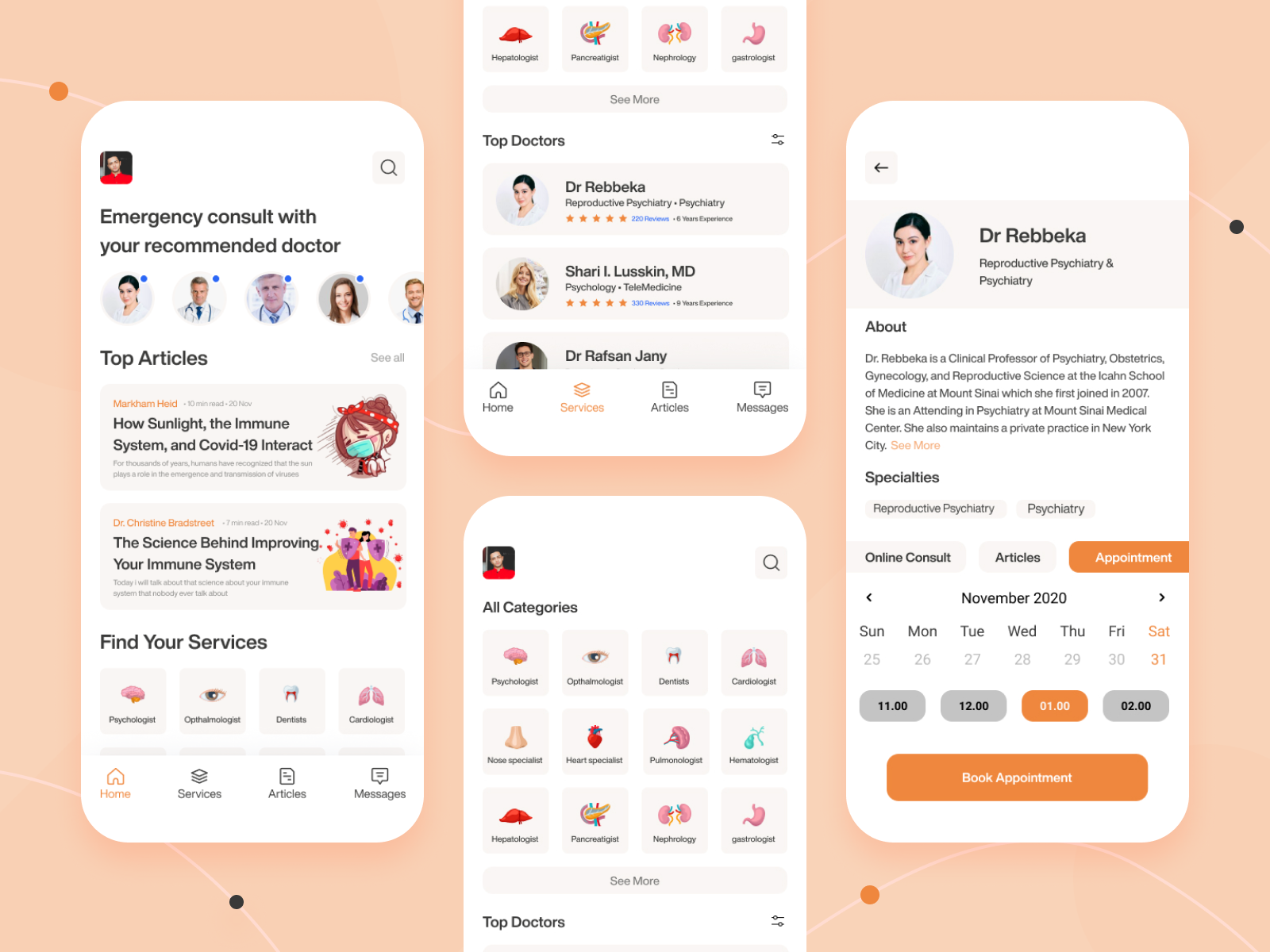 Medical Mobile App by Zesan h. on Dribbble