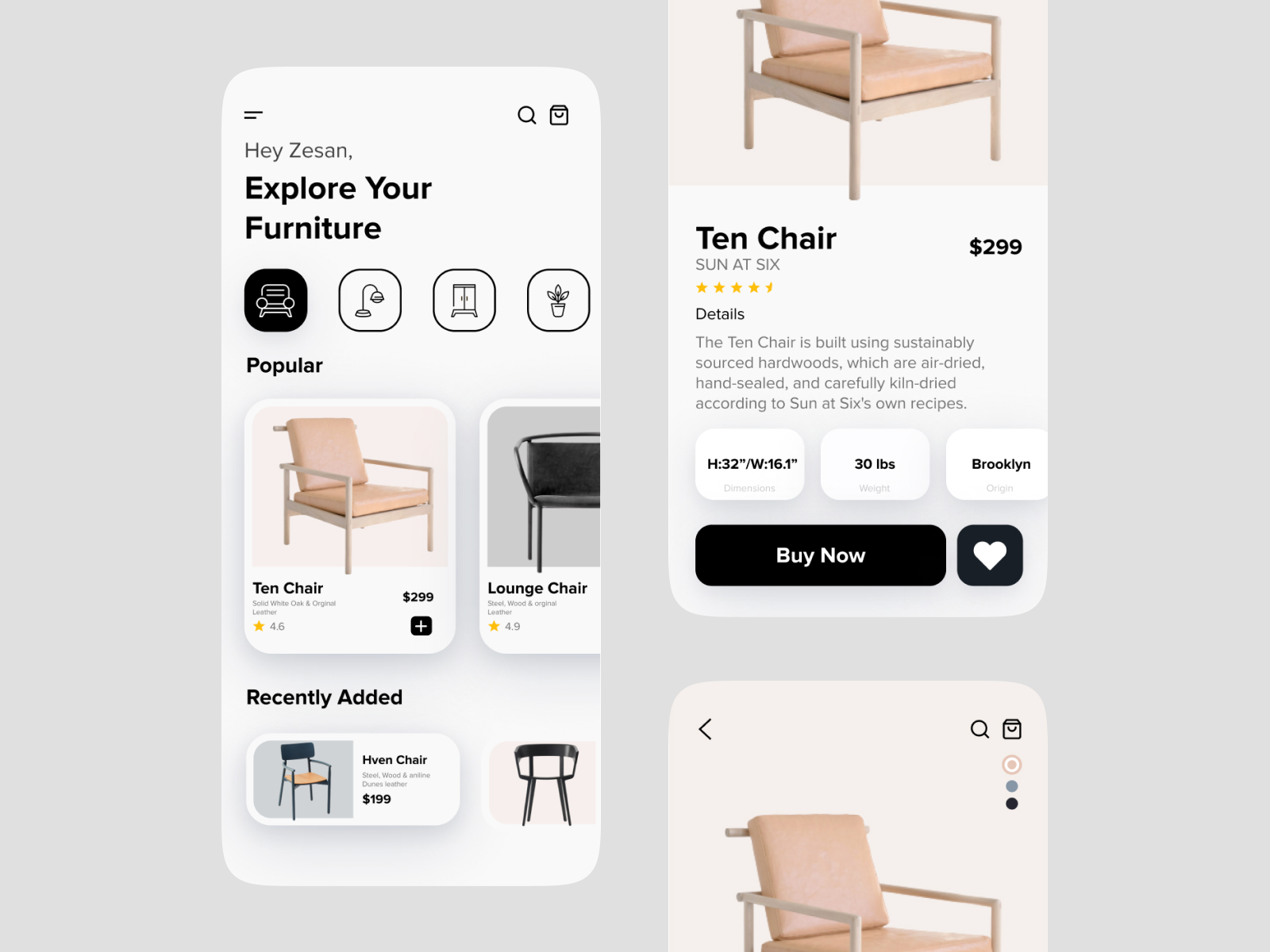 Furniture e-commerce App by Zesan h. on Dribbble