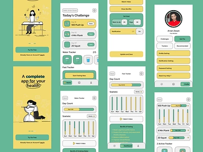 Health and Fitness App animation app app design appdesigner fasting fit fitness health ideate login page mobile app ui kit uidesigner uiux visualdesigner zesan