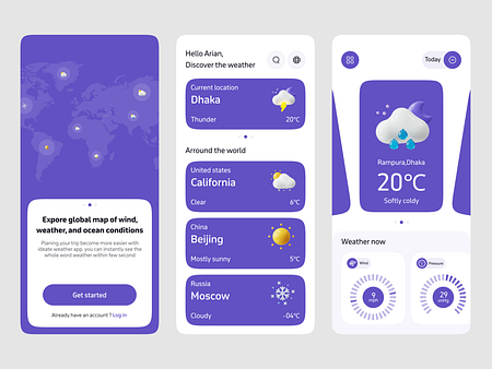 Weather forecast app by Zesan h. on Dribbble