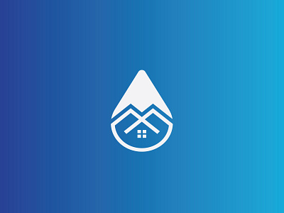 water drop home security logo abstract app icons branding flat gradient home icon logo mark minimal negative space newyork security simple symbol