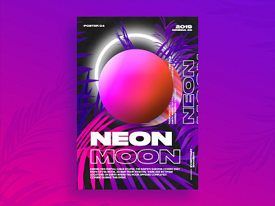 Neon moon Poster 61dayposter ae c4d challenge design everyday poster poster04 typography